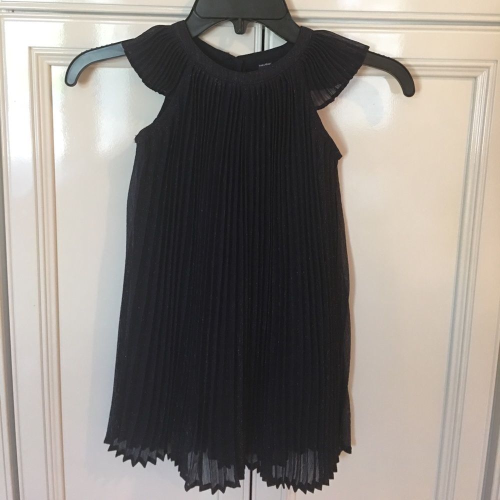 Pleaded shimmery navy dress